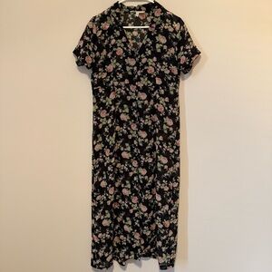 Urban Renewal 90s Y2K Vintage Style Black Floral Full Length Sheer Women’s Dress